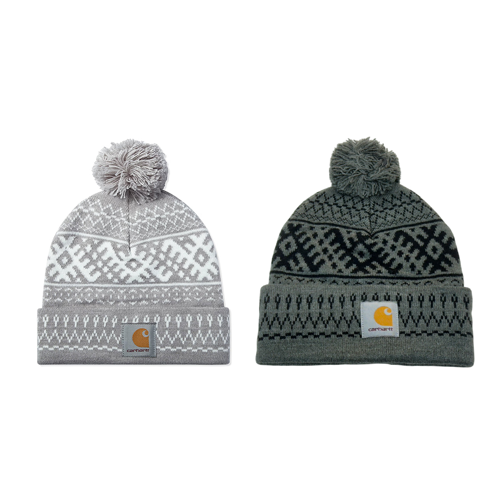 Carhartt Wip Elias Bobble Hat 雪花織紋毛帽 淺灰、深灰