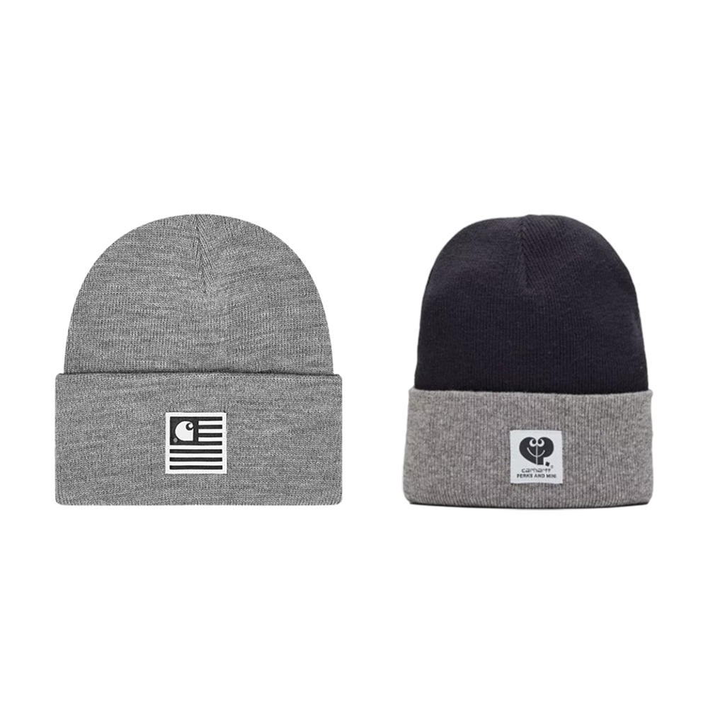 Carhartt WIP 毛帽 深灰色、撞色海軍藍