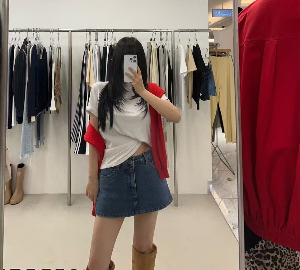 牛仔素面短褲裙