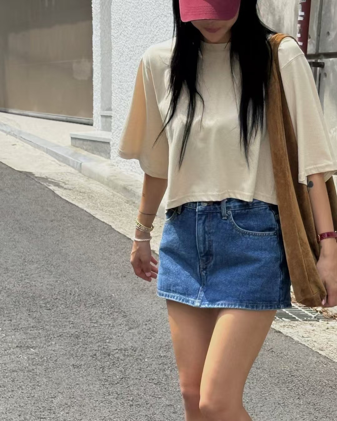 牛仔素面短褲裙