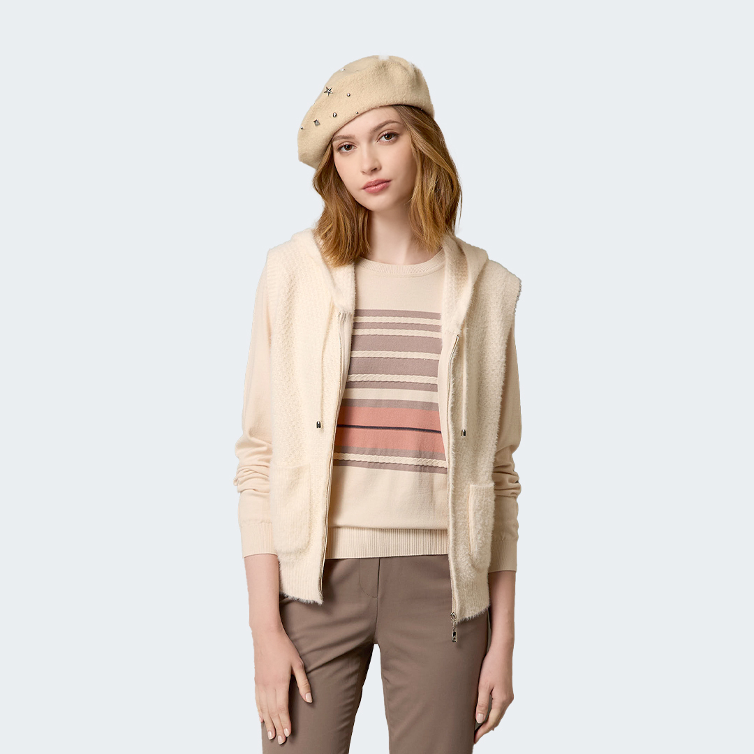 柔光條紋天竹針織上衣