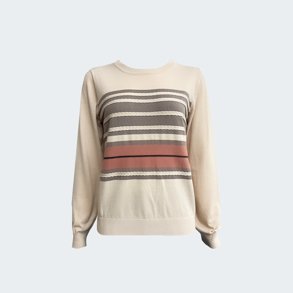 柔光條紋天竹針織上衣