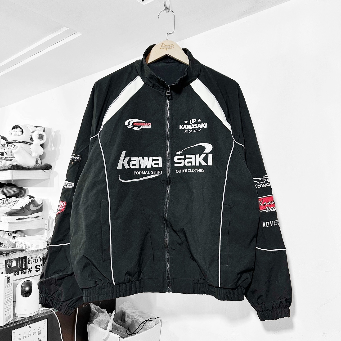 Kawasaki川崎美式復古賽車風刺繡外套男女同款 四色
