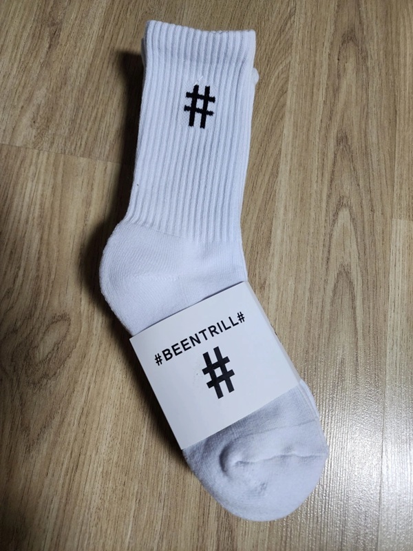 [S] BEENTRILL HASHTAG LOGO SOCKS,WHITE, BA220SO900-WH (SBT50)