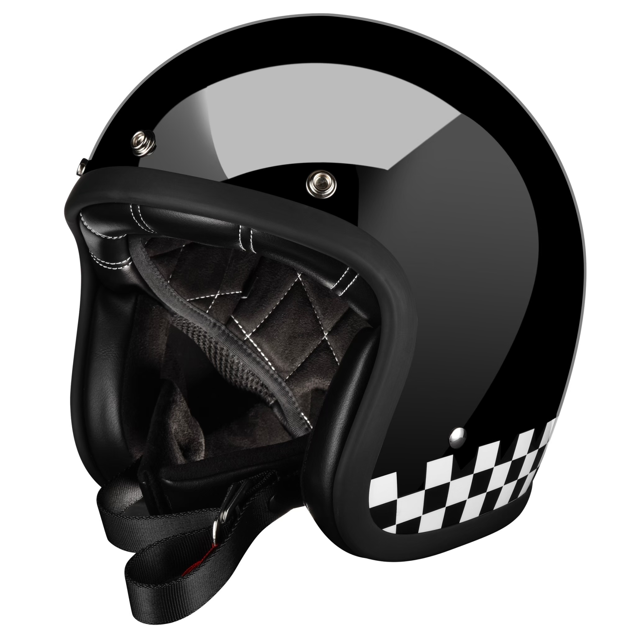 AMZ COSTA 818 彩繪 方格旗黑 3/4罩 復古帽 安全帽