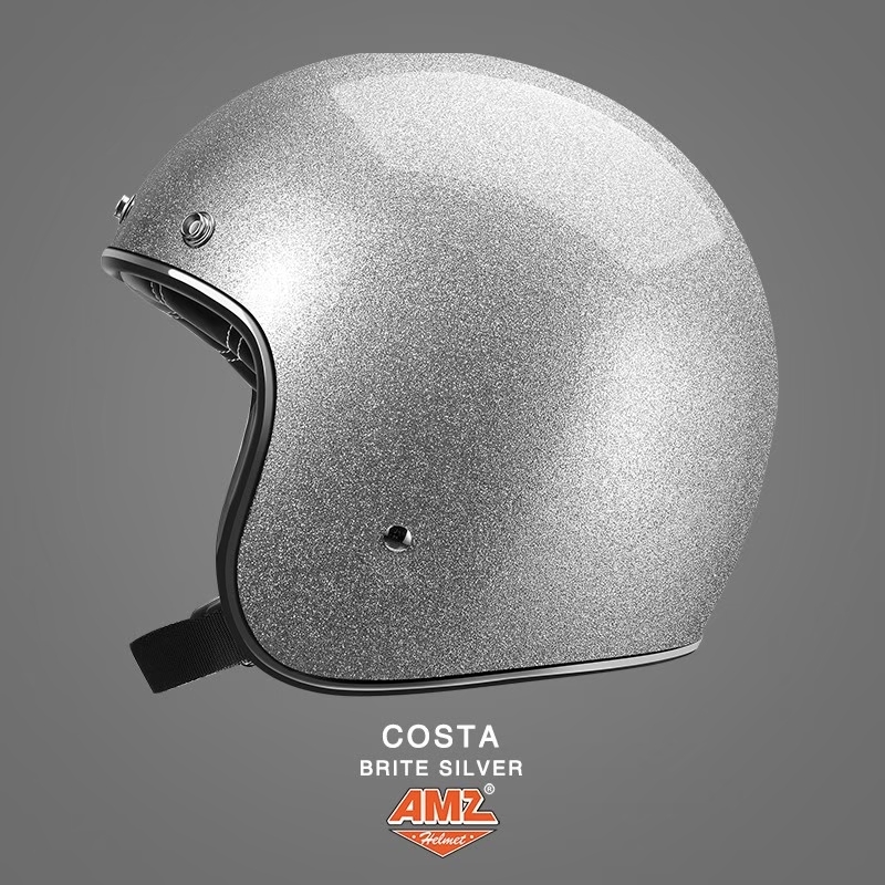 AMZ COSTA 818 素色 閃光銀 3/4罩 復古帽 安全帽