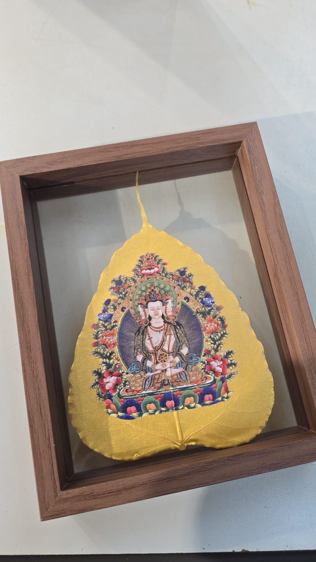 銅製菩提葉~ 菩薩唐卡（H9 CR240）