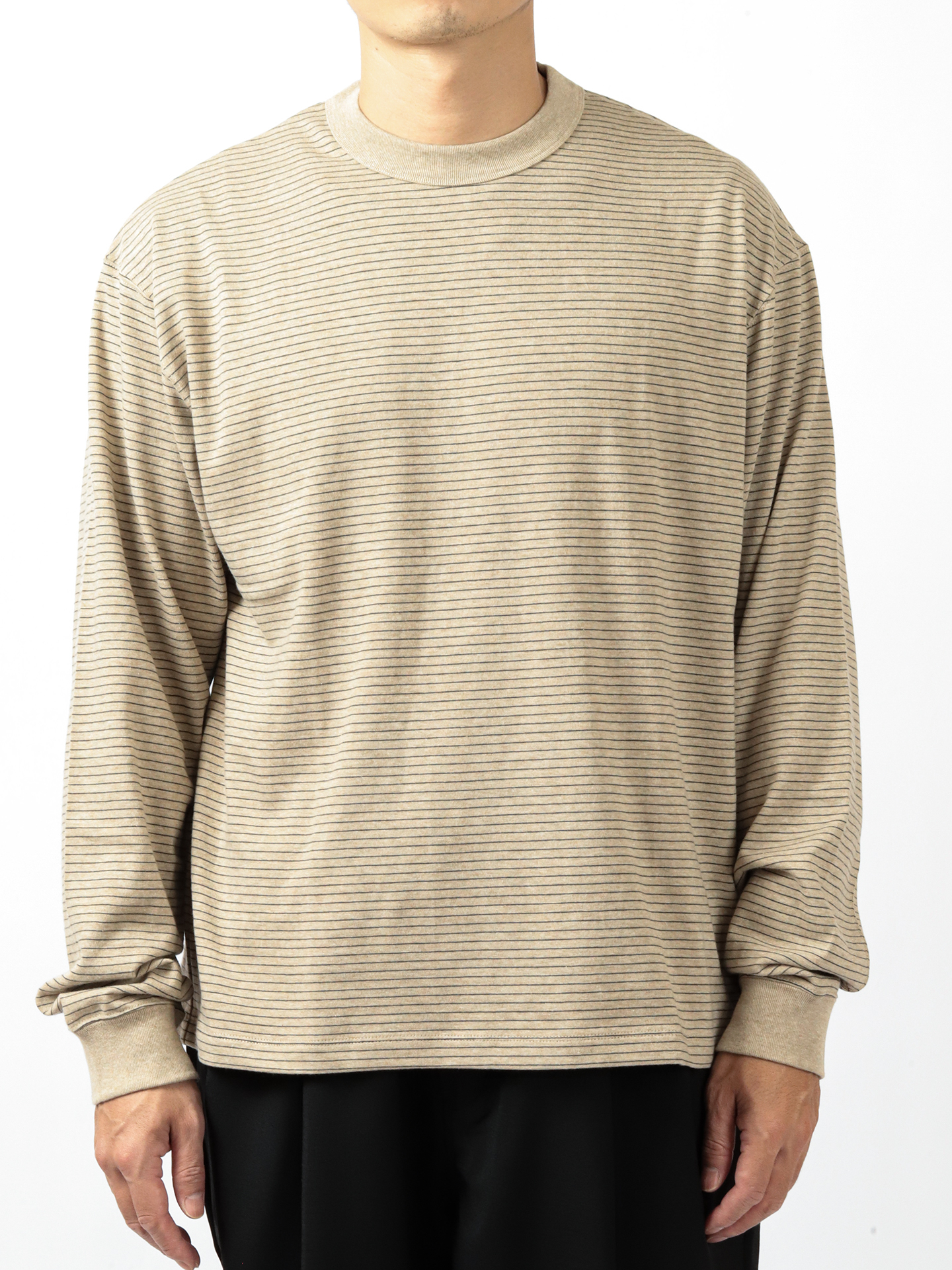 ATON Suvin Double Jersey Crewneck Pullover Beige