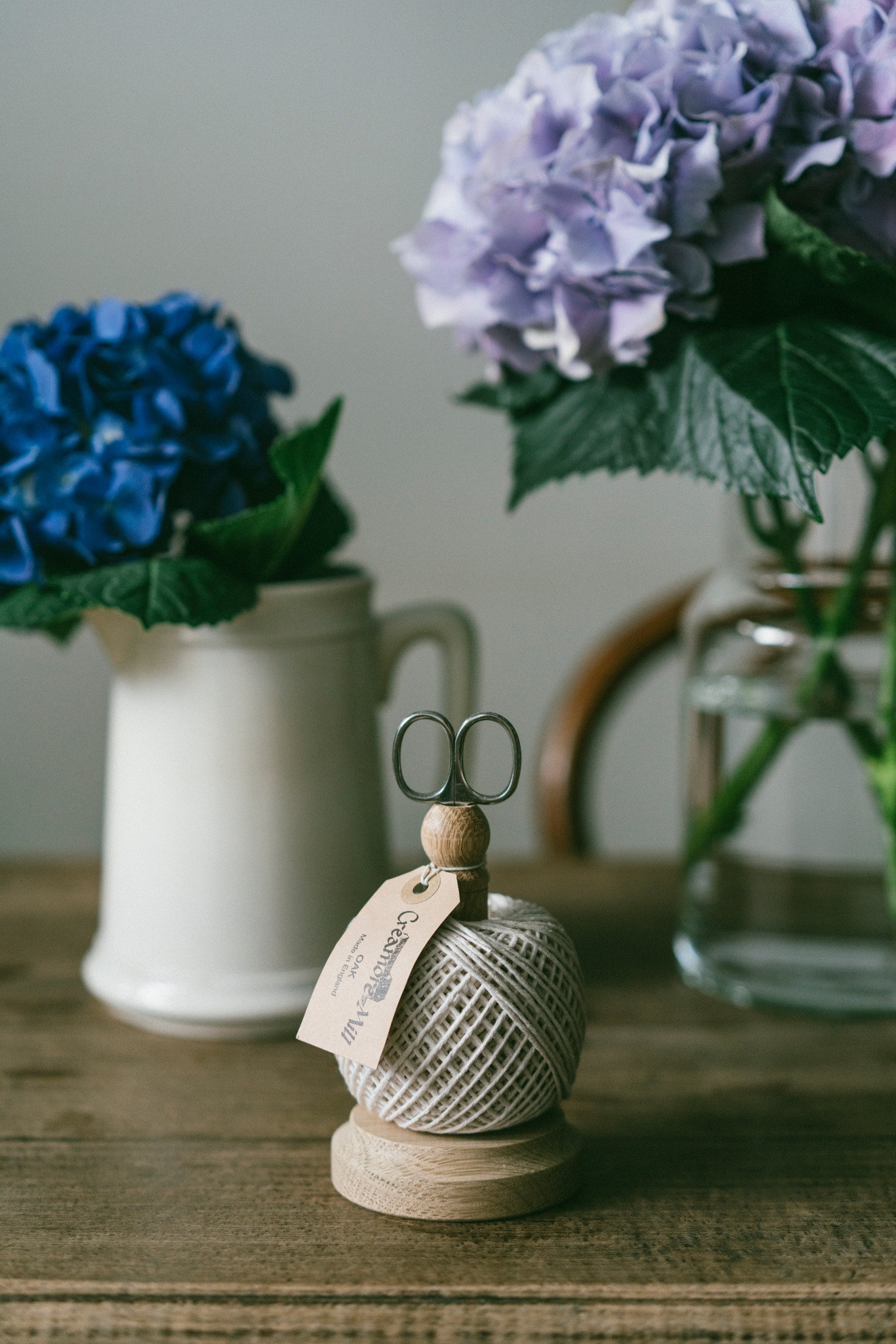 CREAMORE MILL英國手工製橡木座純棉棉繩（附剪刀）