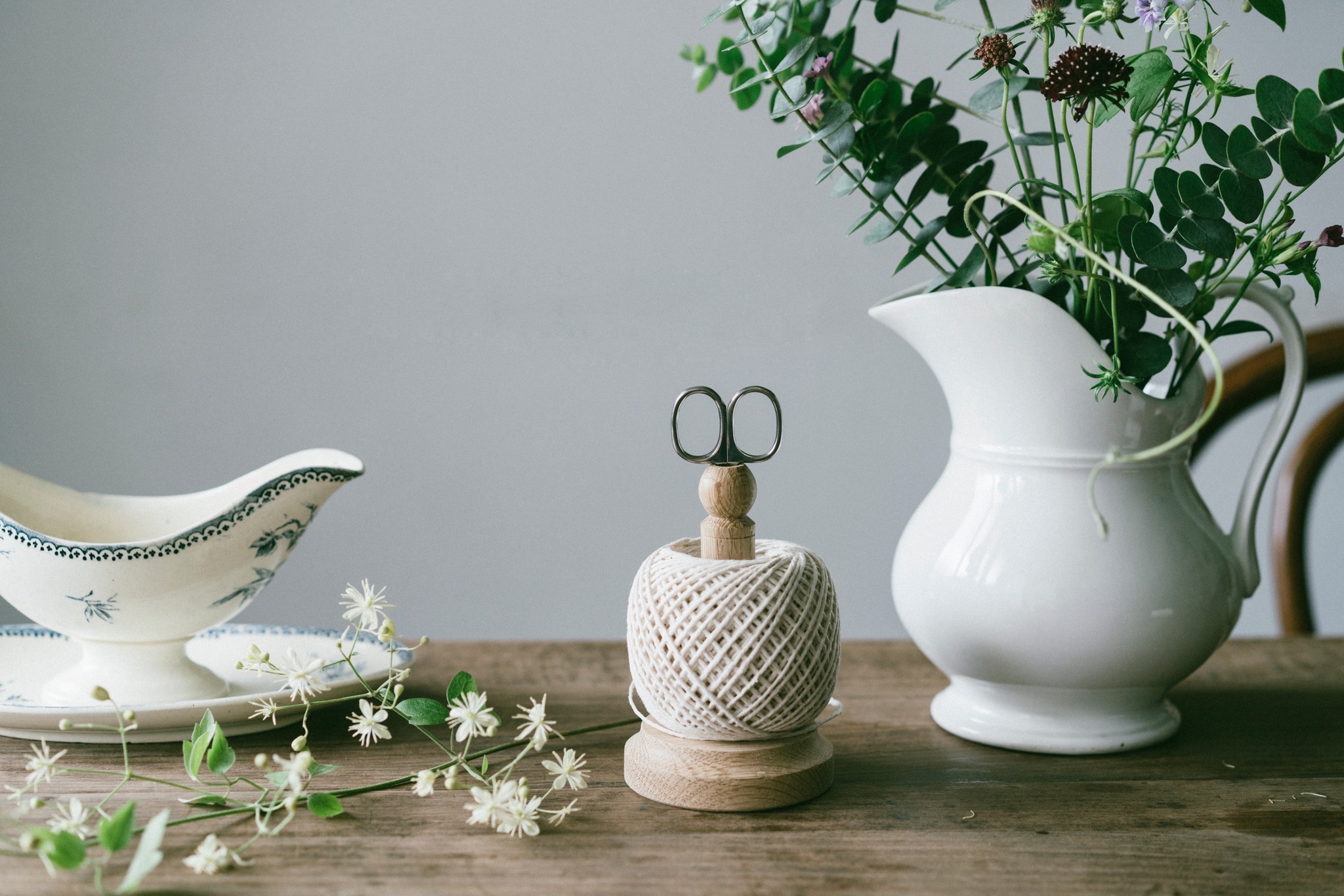 CREAMORE MILL英國手工製橡木座純棉棉繩（附剪刀）