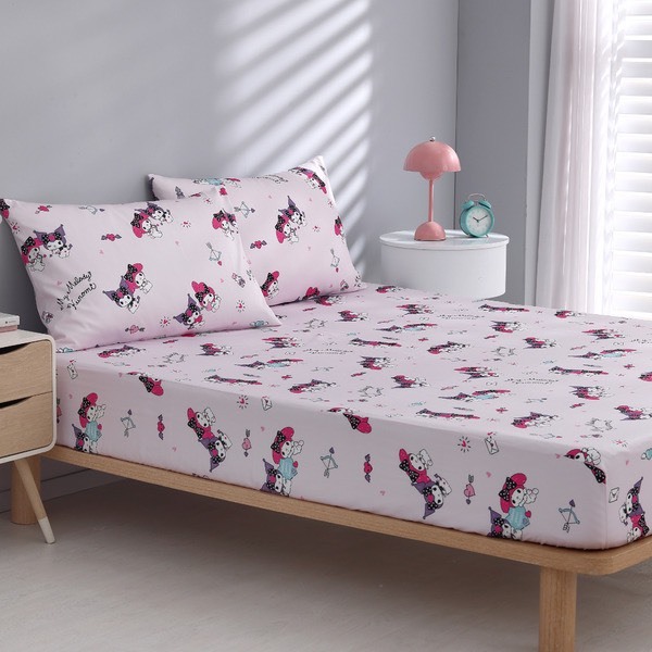 酷洛米&美樂蒂床包兩用被組｜精梳棉｜心型花園 心型款