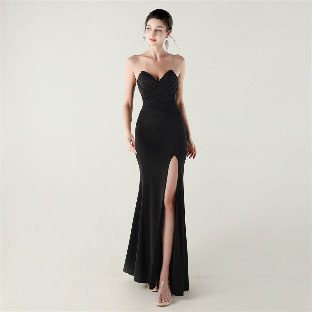 心型領收腰開衩小禮服(多色)