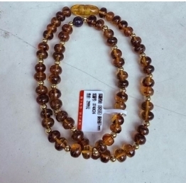 zc1407  抚顺药珀苏俱来项链7mm