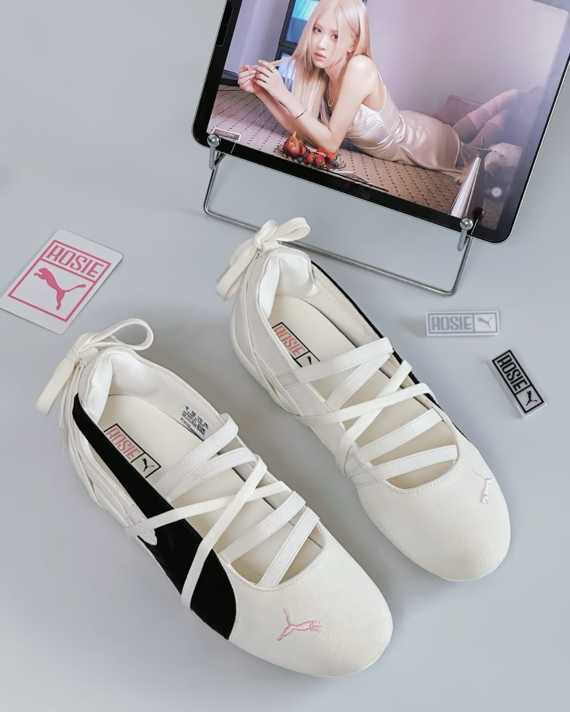 Rosé x Puma Speedcat Ballet "Rosé White" 白粉黑 聯名款 朴彩英 綁帶 芭蕾舞鞋 刺繡小標