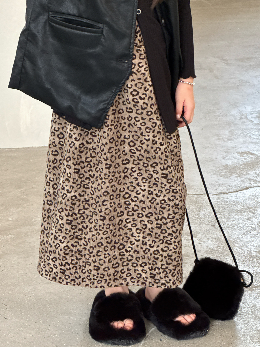 復古絲絨垂順豹紋半身裙