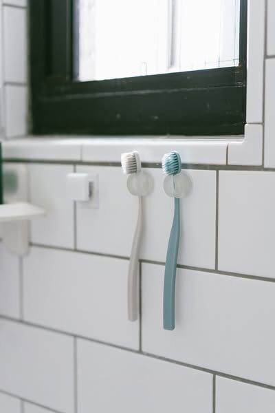 MARNA吸盤式／立式透明牙刷架（兩入）