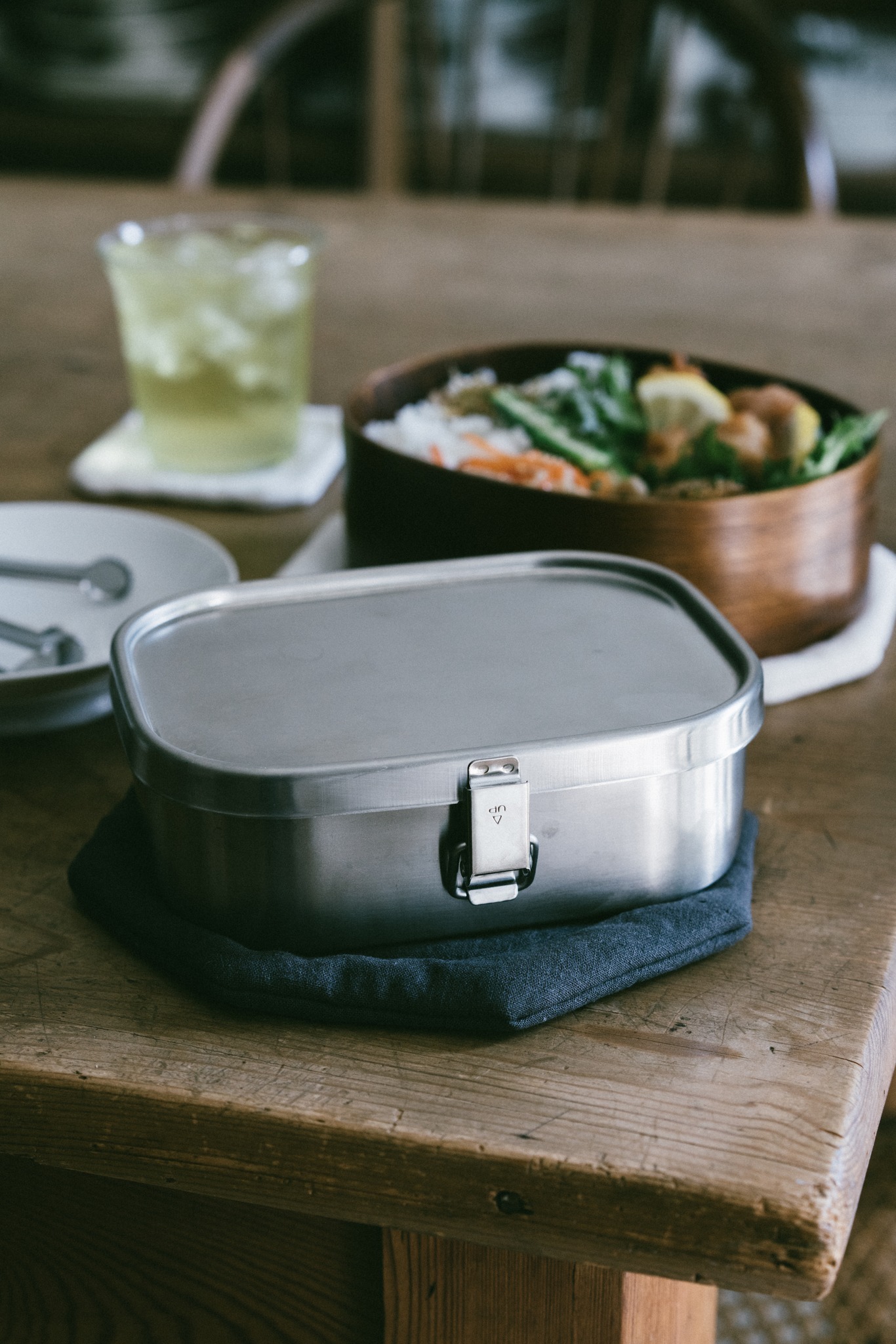 相澤工房AIZAWA日本製18-8不鏽鋼角型壓扣式便當盒