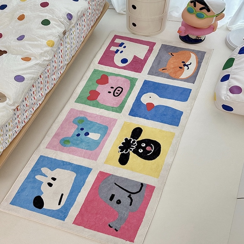 《09225》可愛彩色動物們長條型地毯地墊