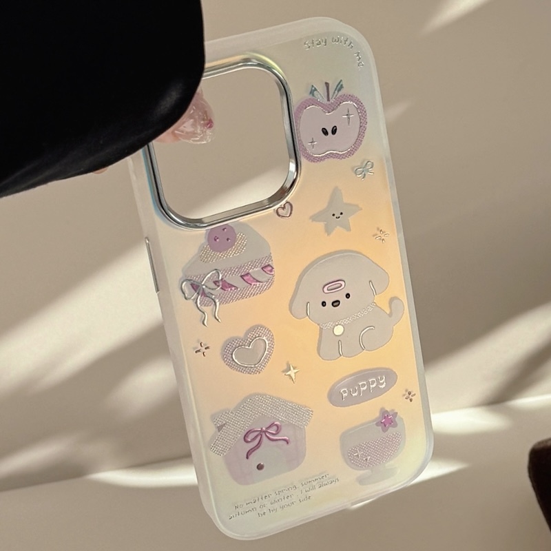 《09226》霧面白金甜點與狗狗手機殼
