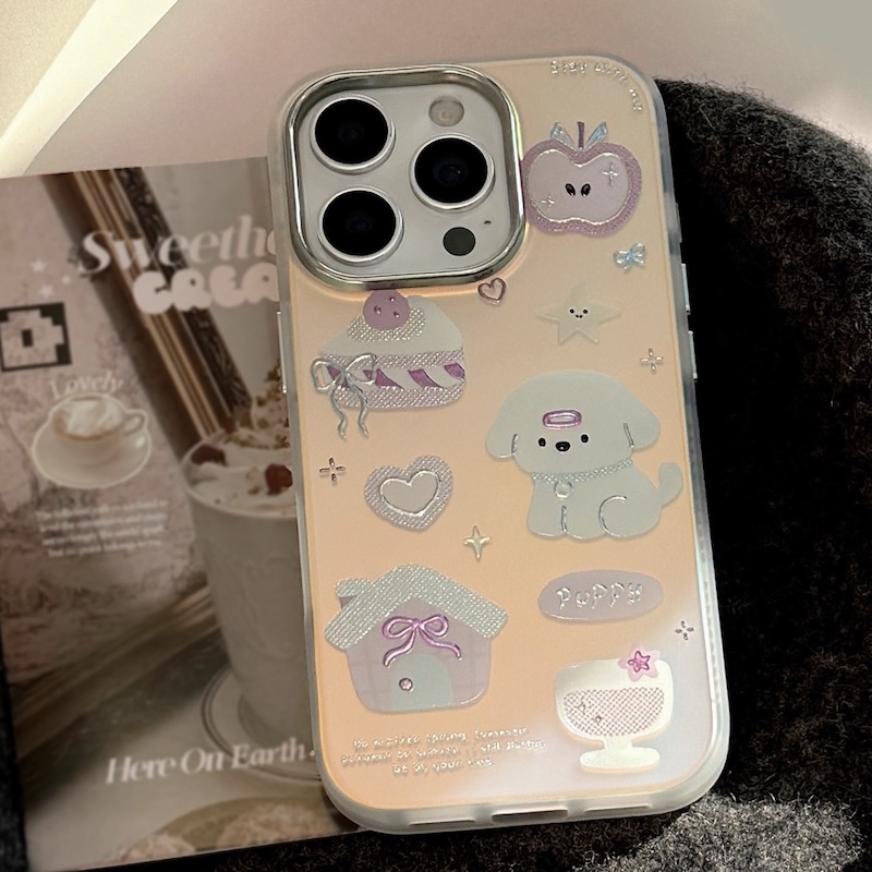 《09226》霧面白金甜點與狗狗手機殼