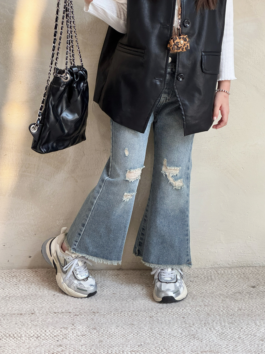 破壞毛邊魚尾喇叭褲