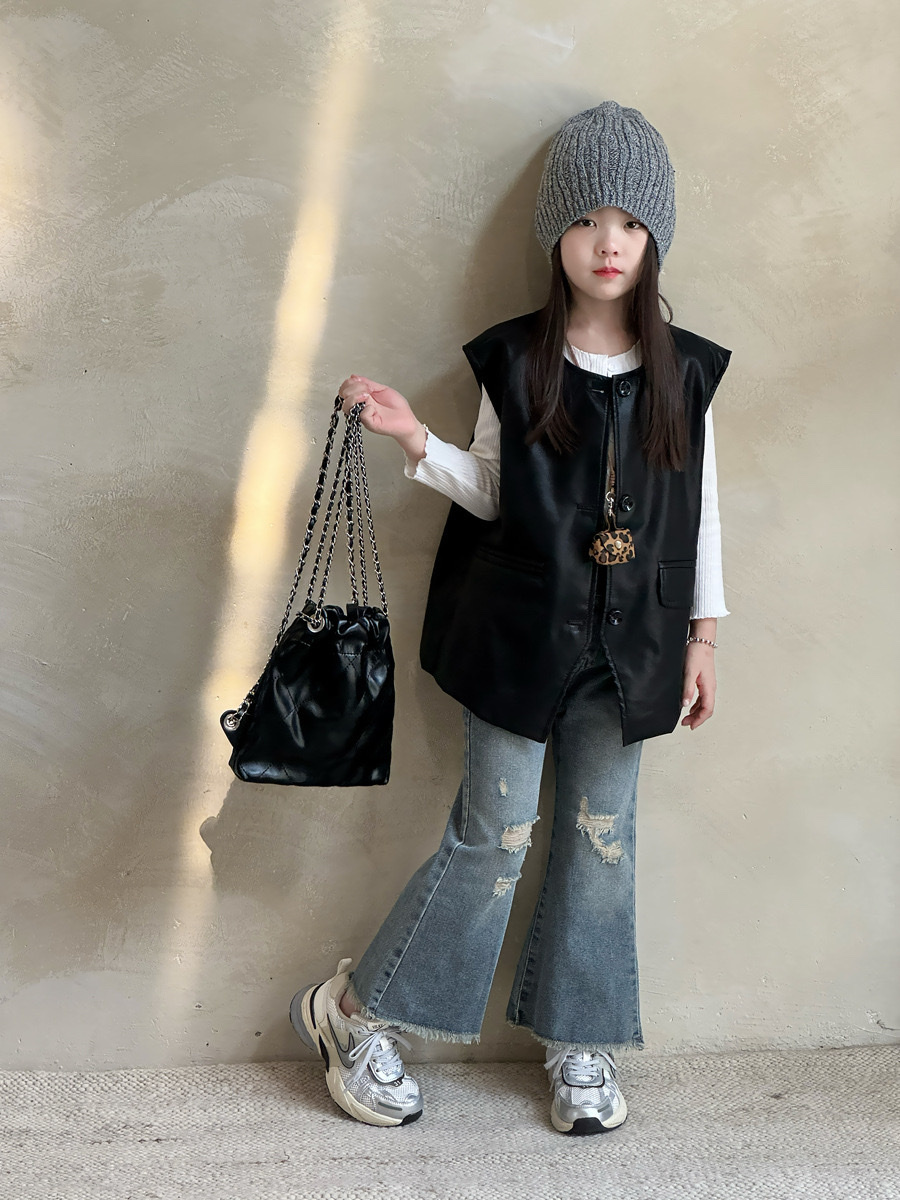 破壞毛邊魚尾喇叭褲