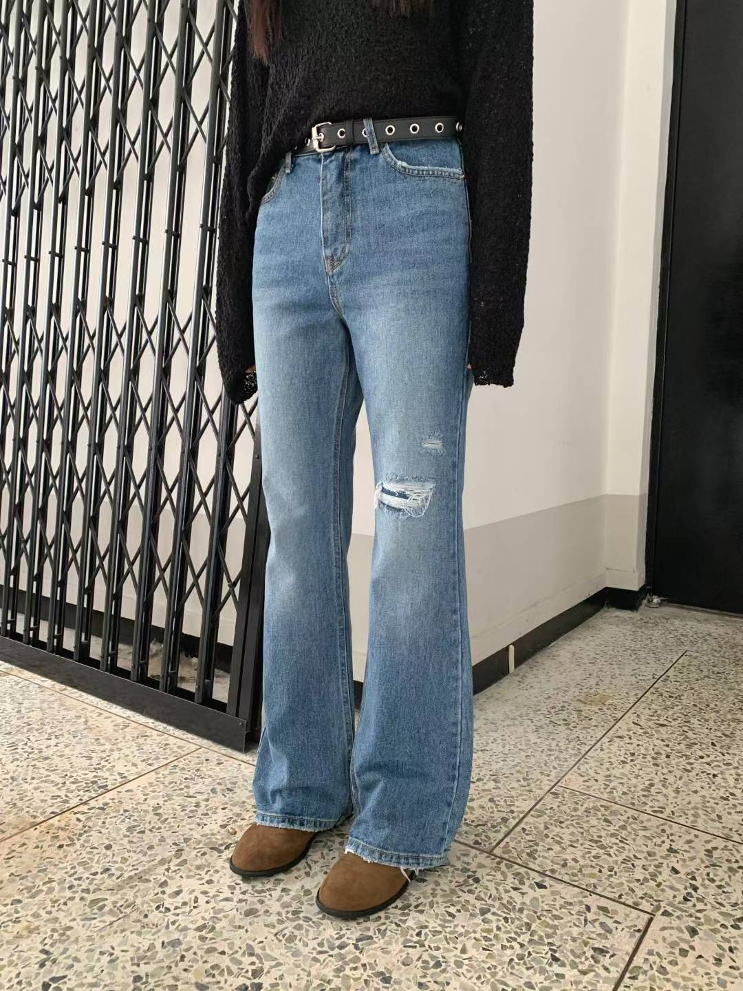 890單破損微喇牛仔長褲