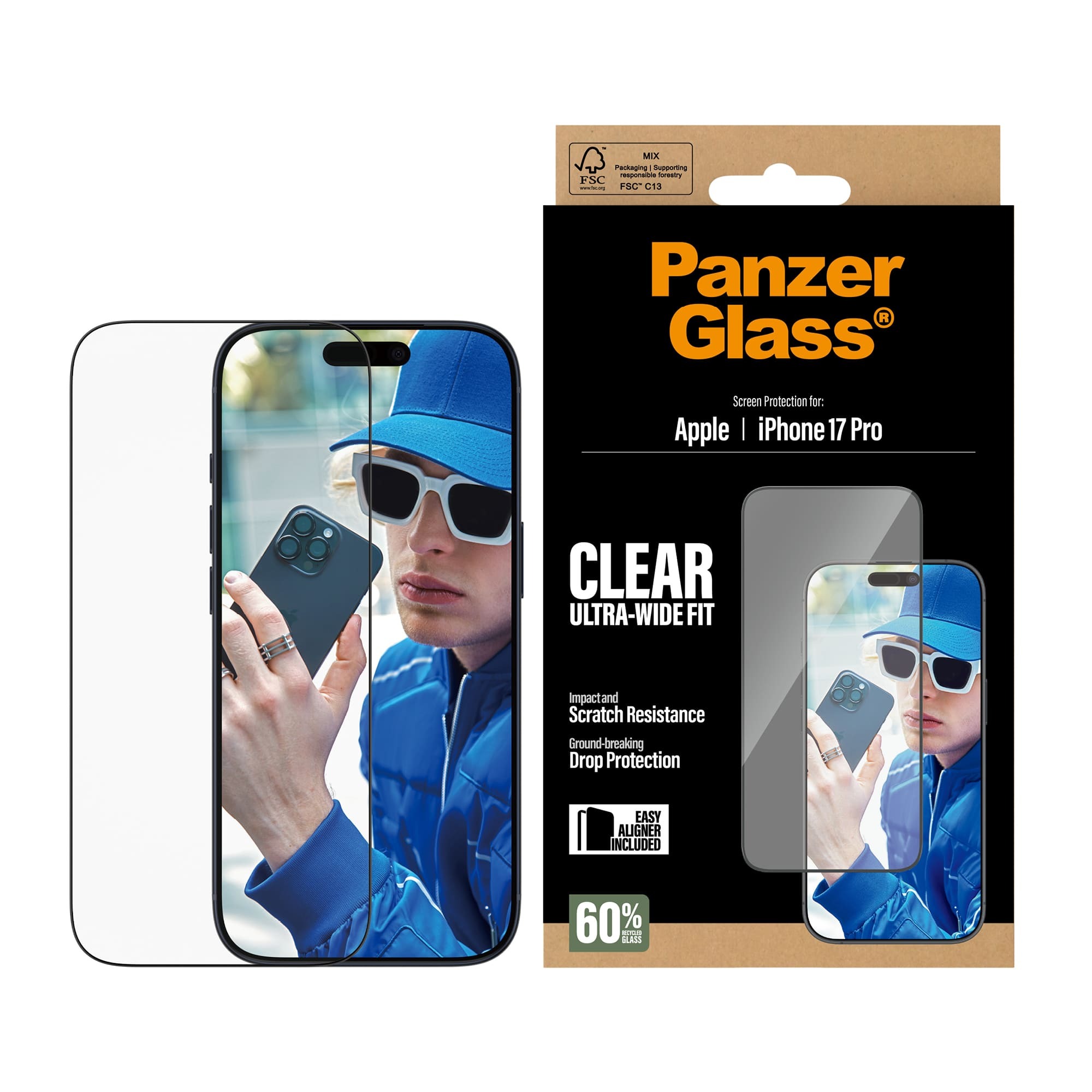 Panzerglass® – iPhone 17 系列 【高清】螢幕保護貼 Clear Glass Ultra Wide Fit｜9H超硬抗刮・超薄全覆蓋・抗衝擊防爆裂｜德國技術認證