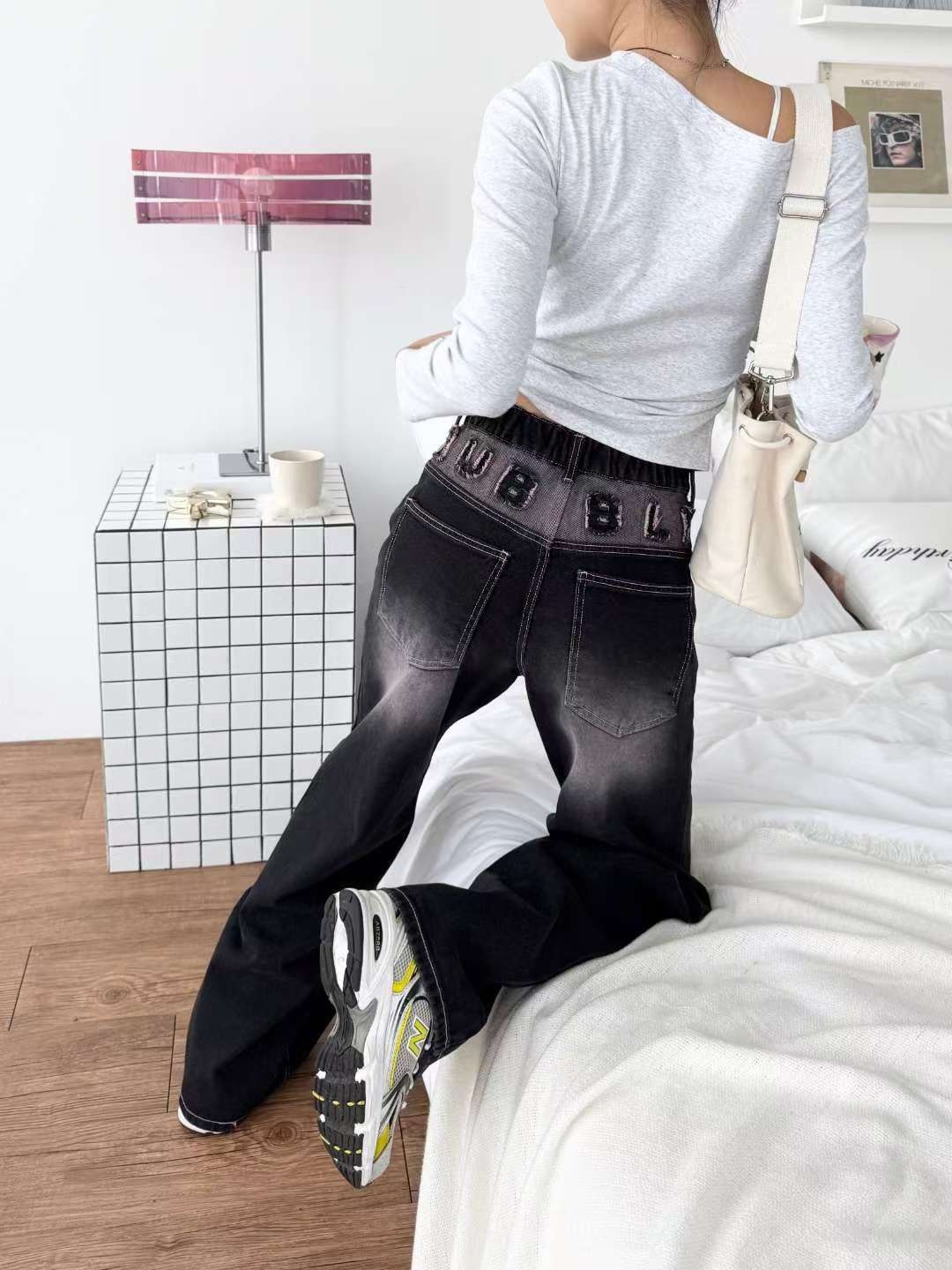 733BUBBLE背字牛仔長褲