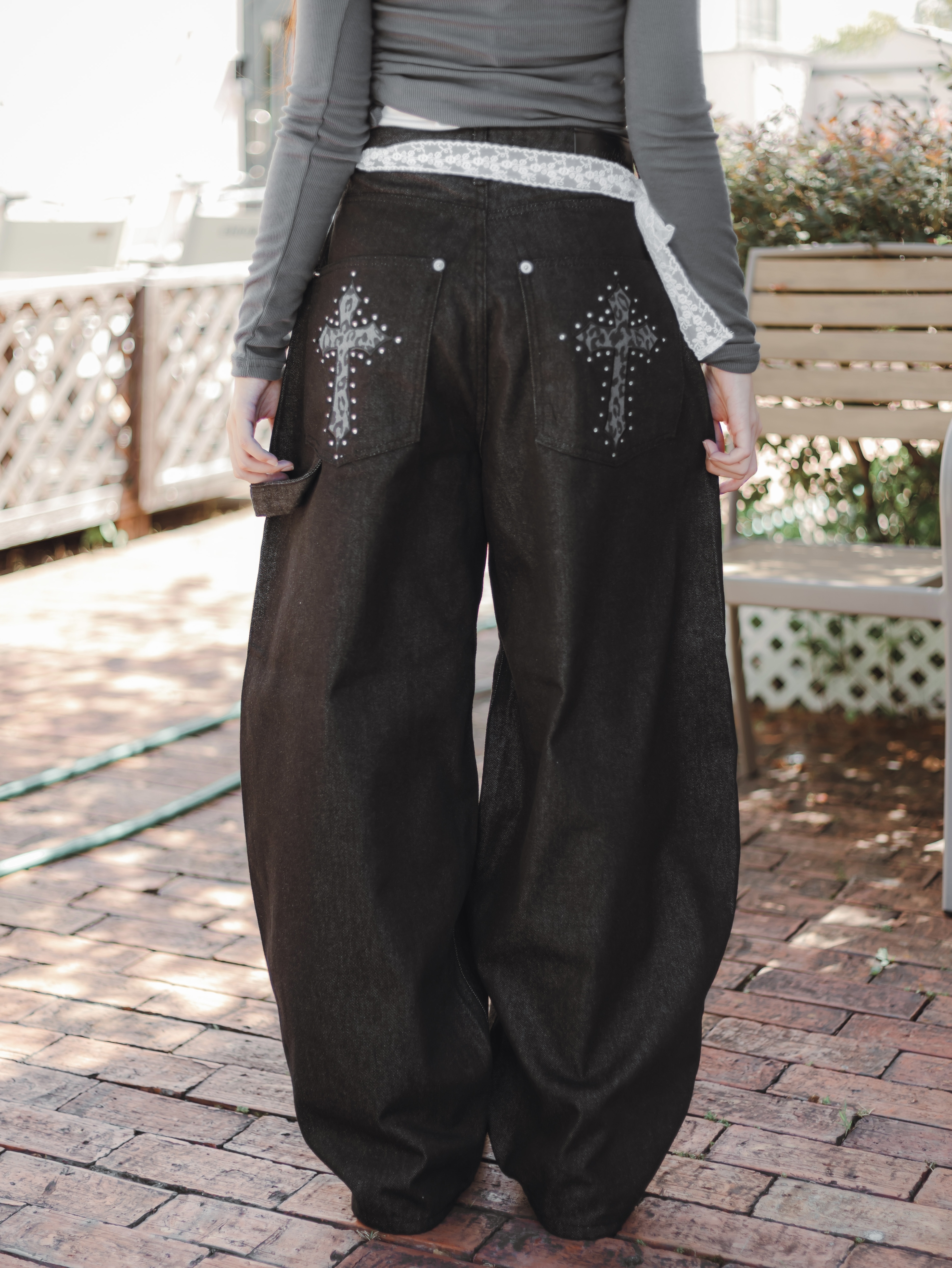 【網站預訂優惠】豹紋十字架彎刀褲