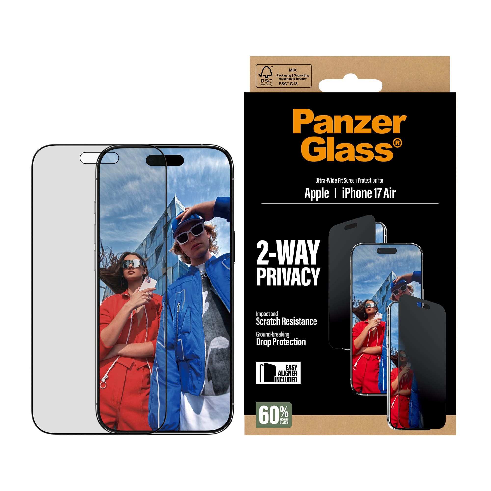 Panzerglass® – iPhone 17 Pro 系列 【防窺】螢幕保護貼 Privacy Glass Ultra Wide Fit｜9H超硬抗刮・超薄全覆蓋・抗衝擊防爆裂｜德國技術認證