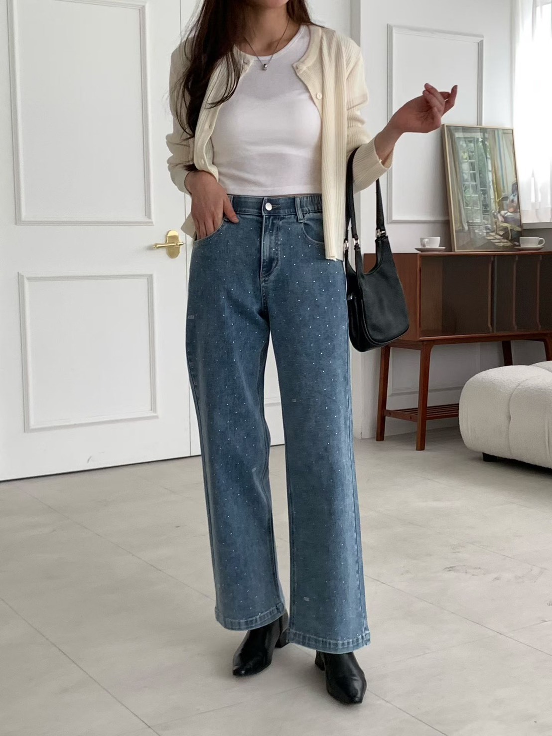 045小鑽MIU牛仔長褲