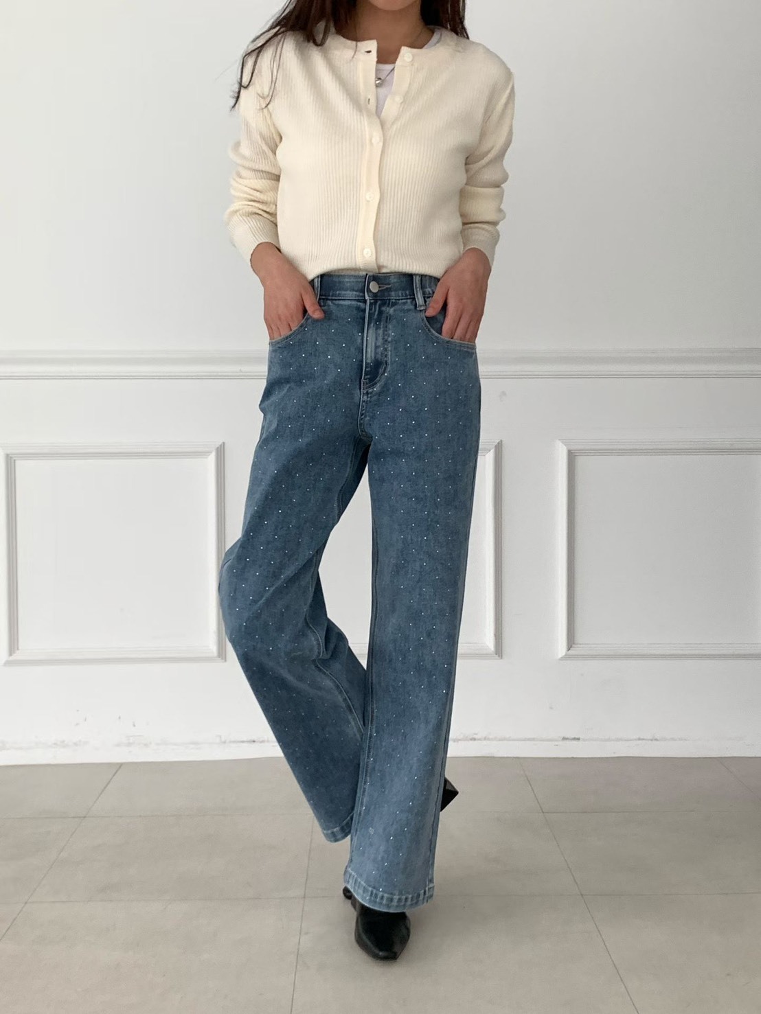 045小鑽MIU牛仔長褲