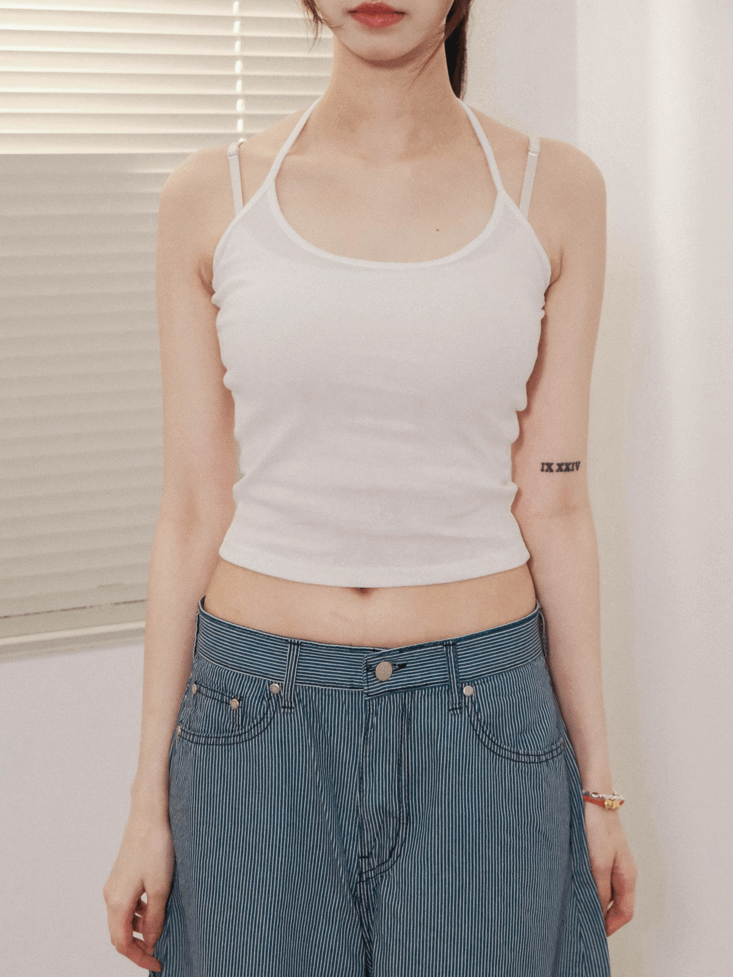 基礎棉質掛頸綁帶背心