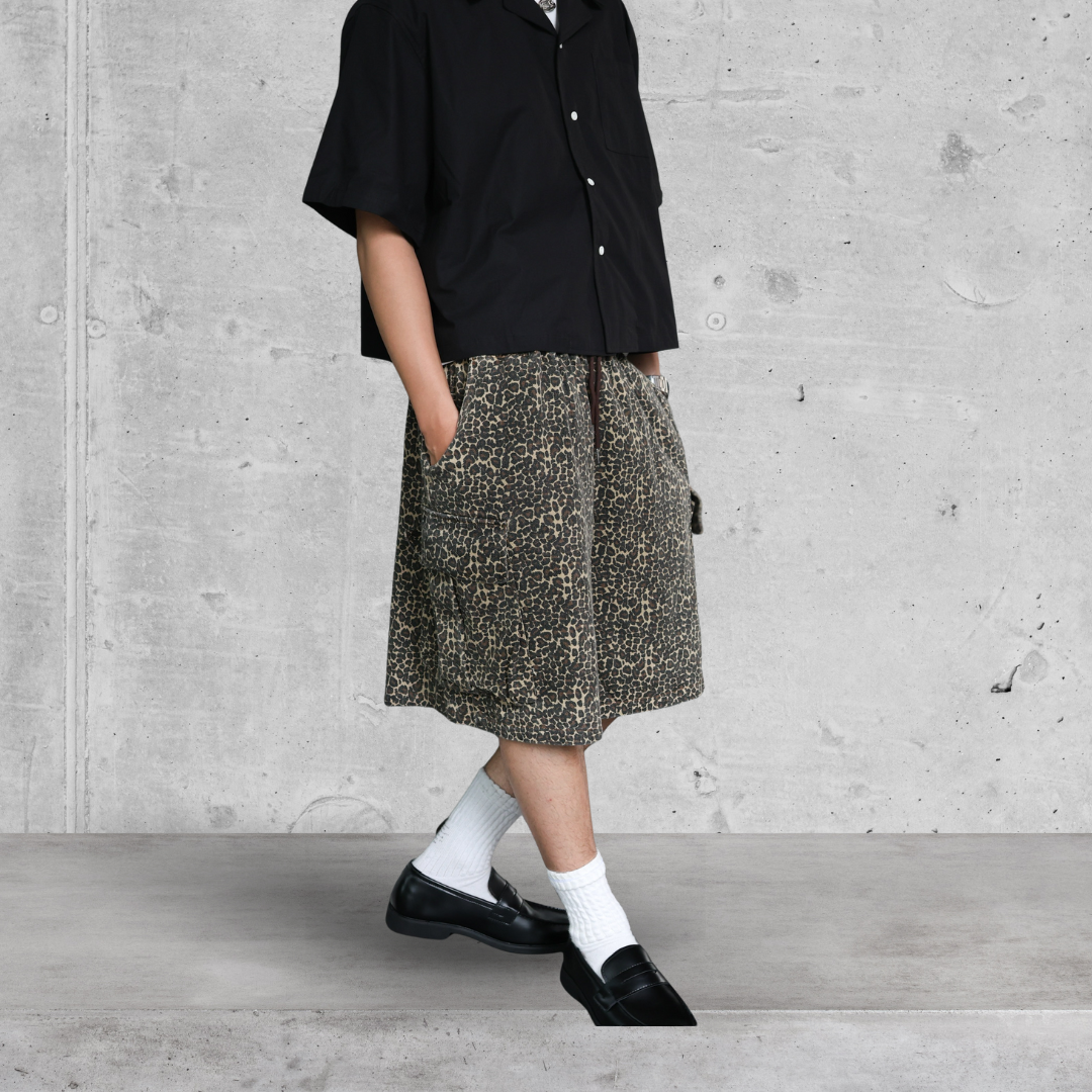 （現貨）P016 美式 街頭 側邊大口袋 豹紋 短褲