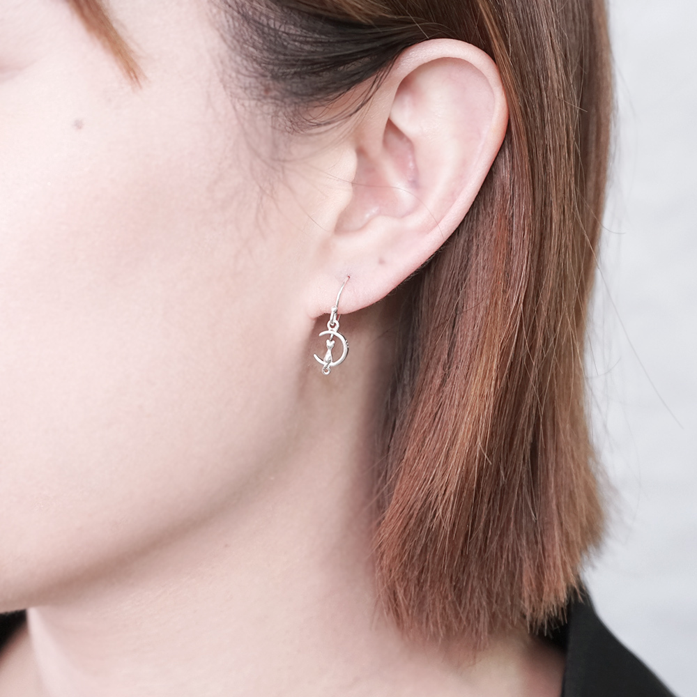 與貓共舞 925純銀 垂墜耳環 貓咪造型 女生耳環