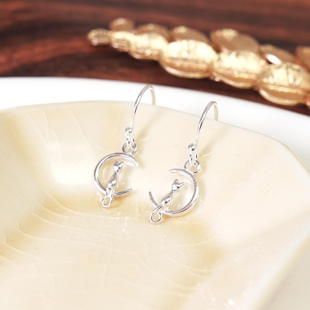 與貓共舞 925純銀 垂墜耳環 貓咪造型 女生耳環