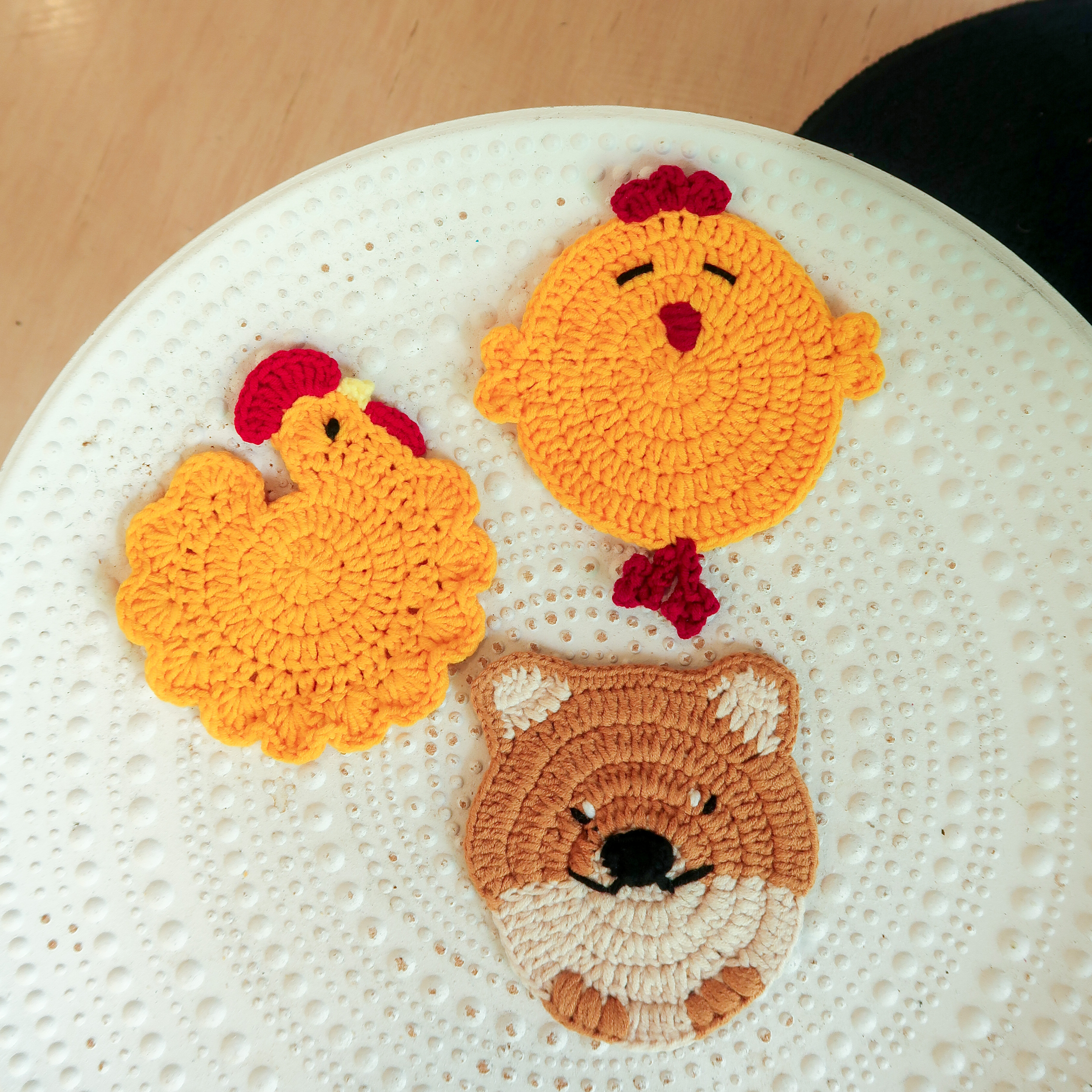 手工鈎織動物杯墊