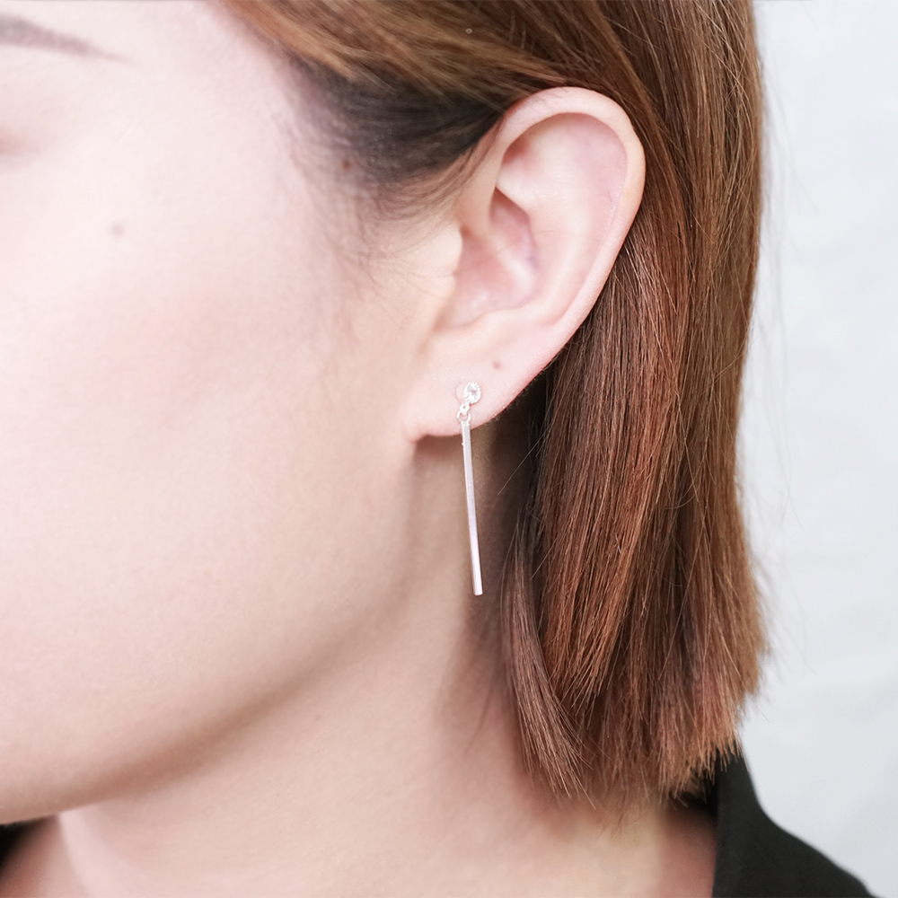 時光之流 925純銀 垂墜耳環 耳針式 女生耳環