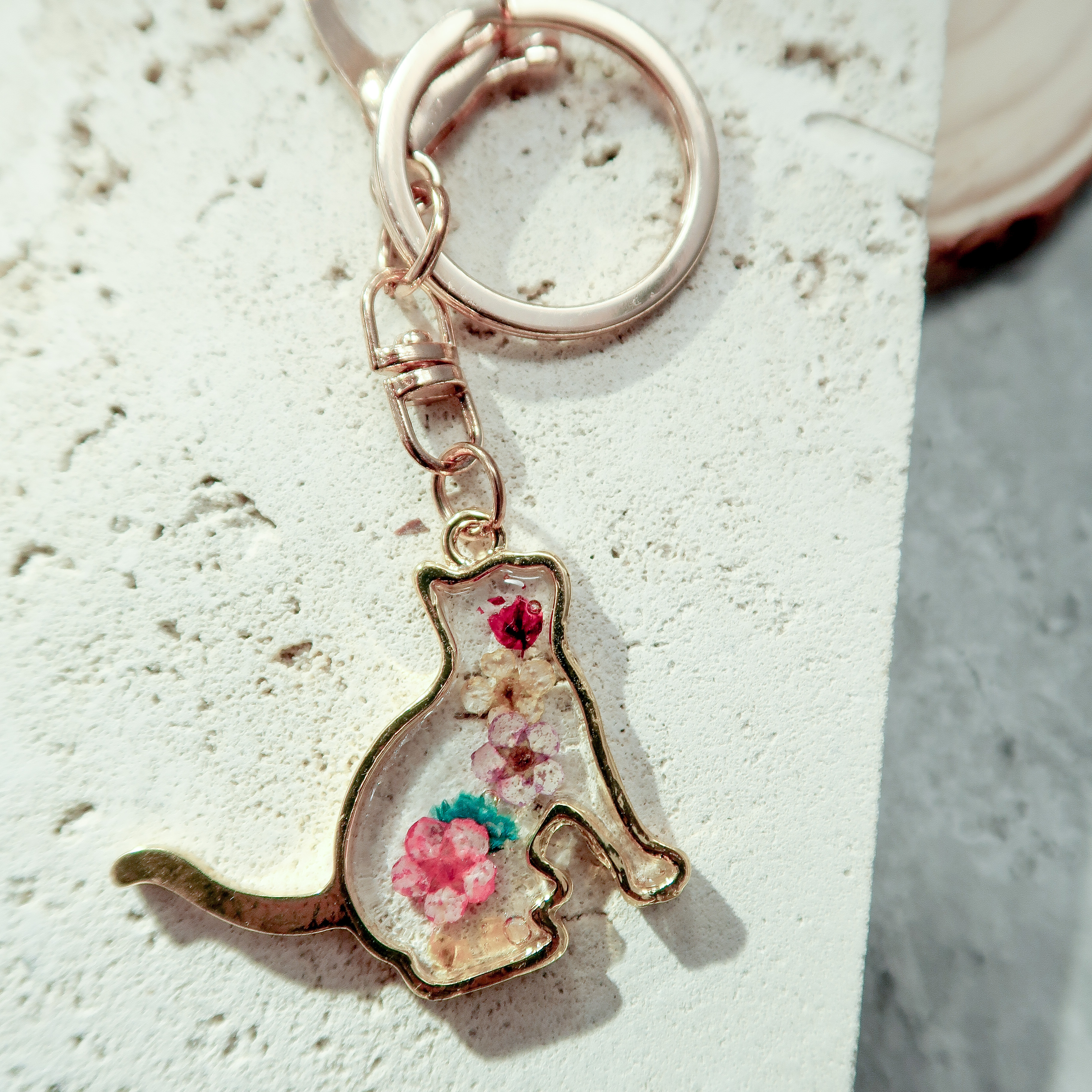 貓貓造型押花匙扣