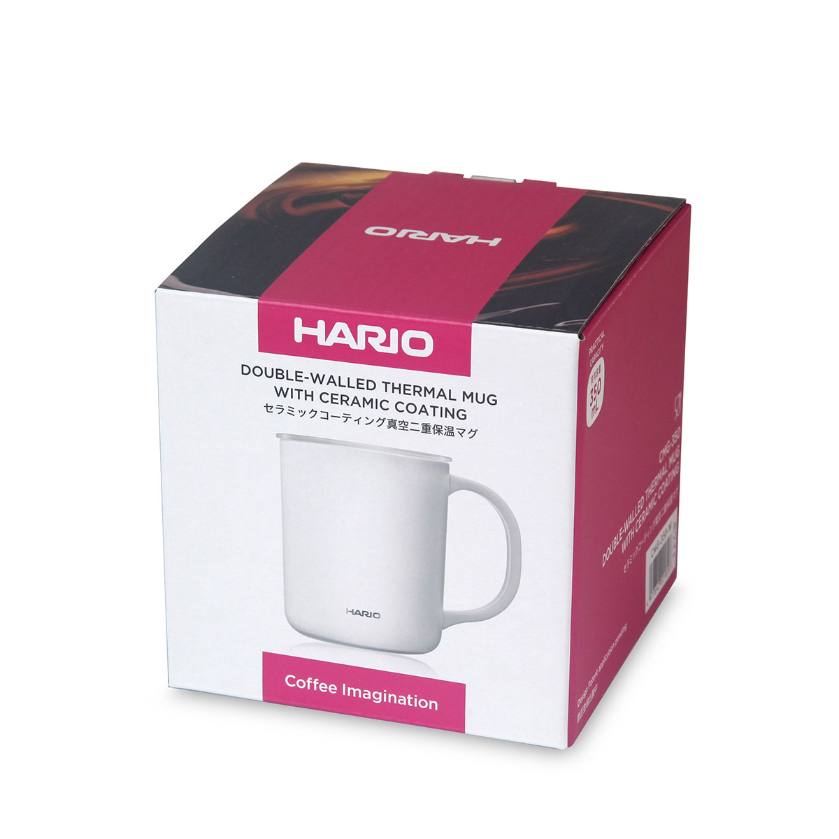 日本HARIO 350ml 陶瓷塗層真空保溫杯-白色  -CMG-350-W