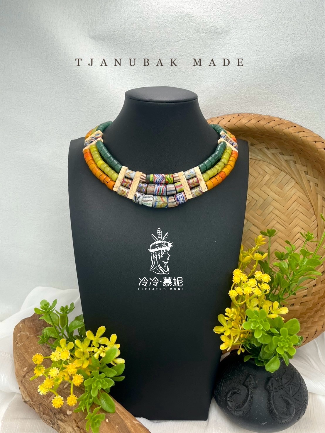 W-No.75傳統花珠三排頸鍊35cm