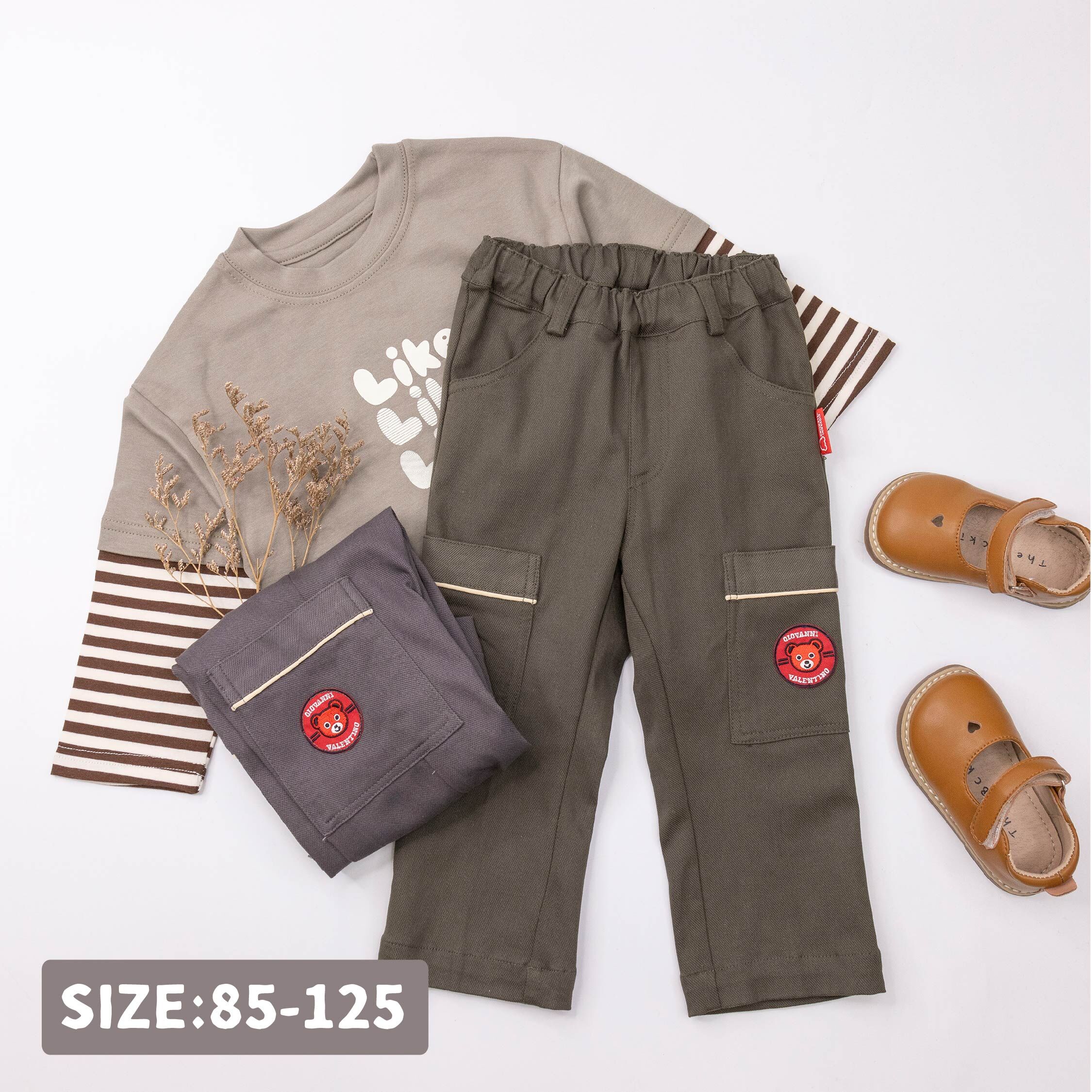 范侖鐵諾【52537】帥氣小熊徽章布貼休閒褲＊二色