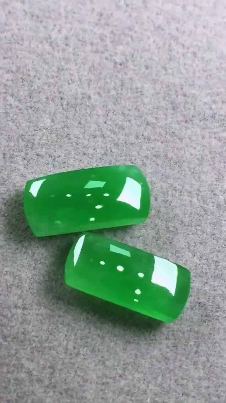 翡翠馬鞍蛋面一對,天然翡翠A玉, 緬甸玉, Jade, Jadeite