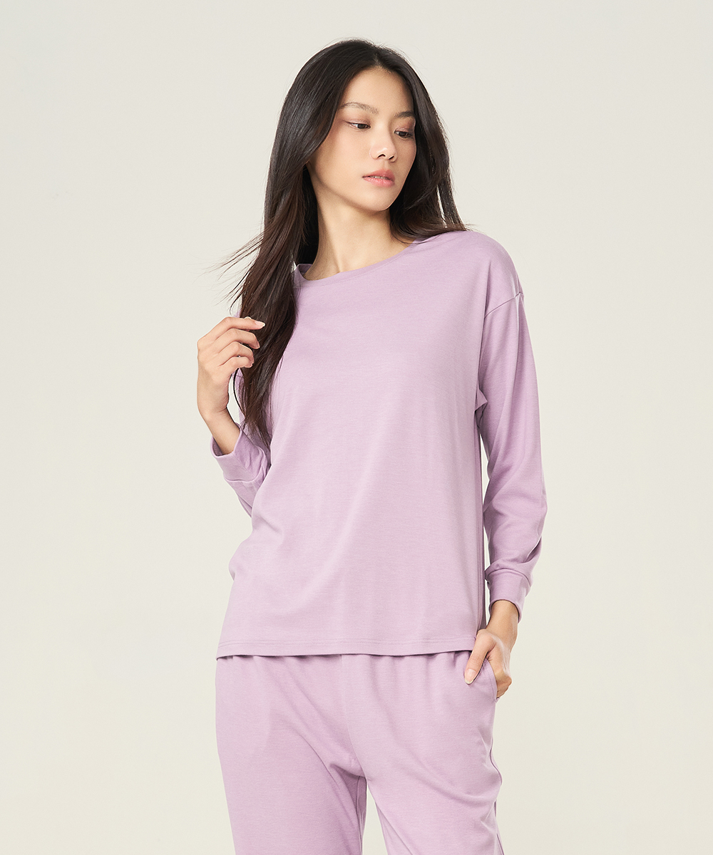 自由空間 柔暖絨女圓領寬版長袖衫 UE0D2625