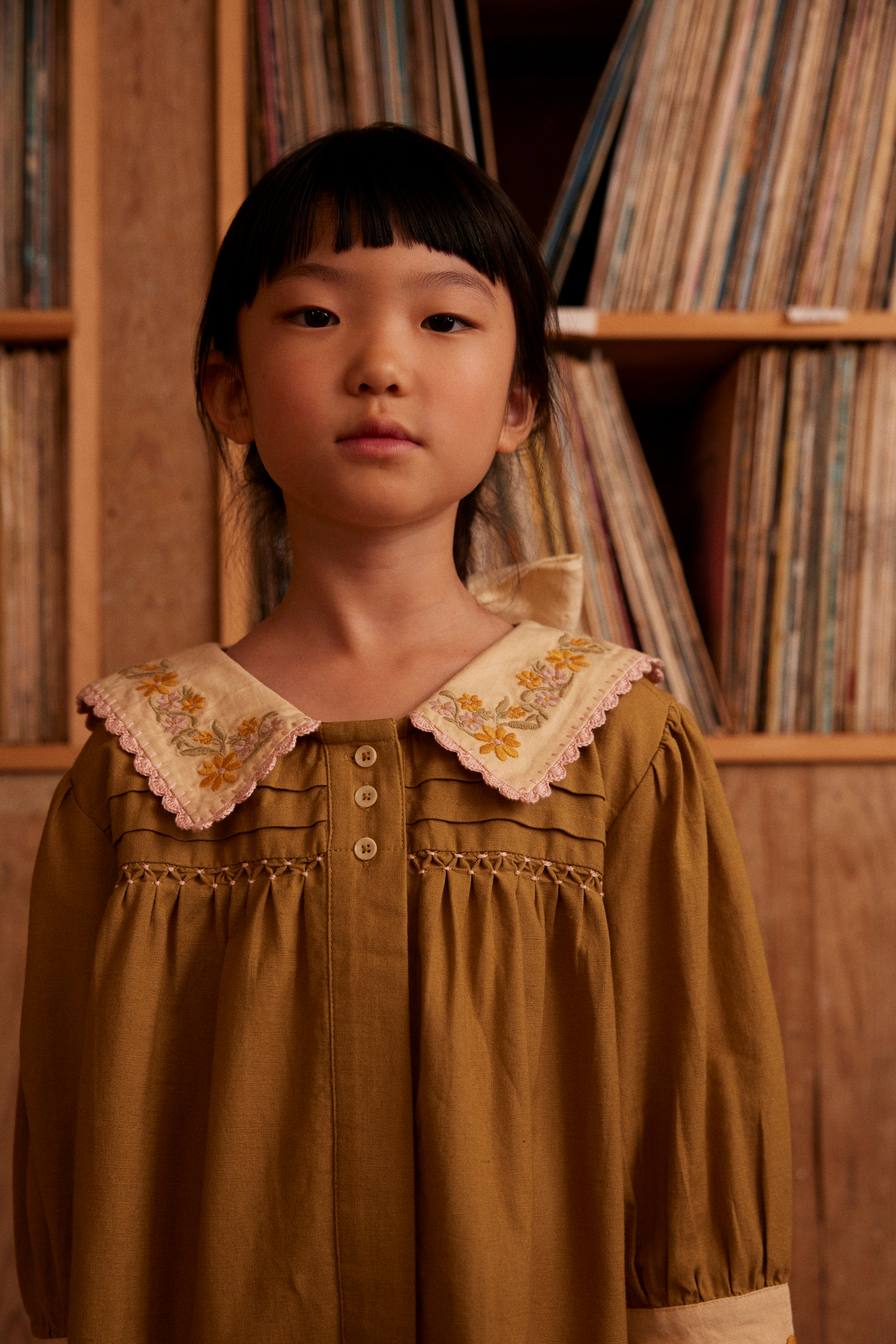 ワンピース Apolina Bette Dress - Dried Moss 3-5Y Apolina - BETTE DRESS - DRIED MOSS