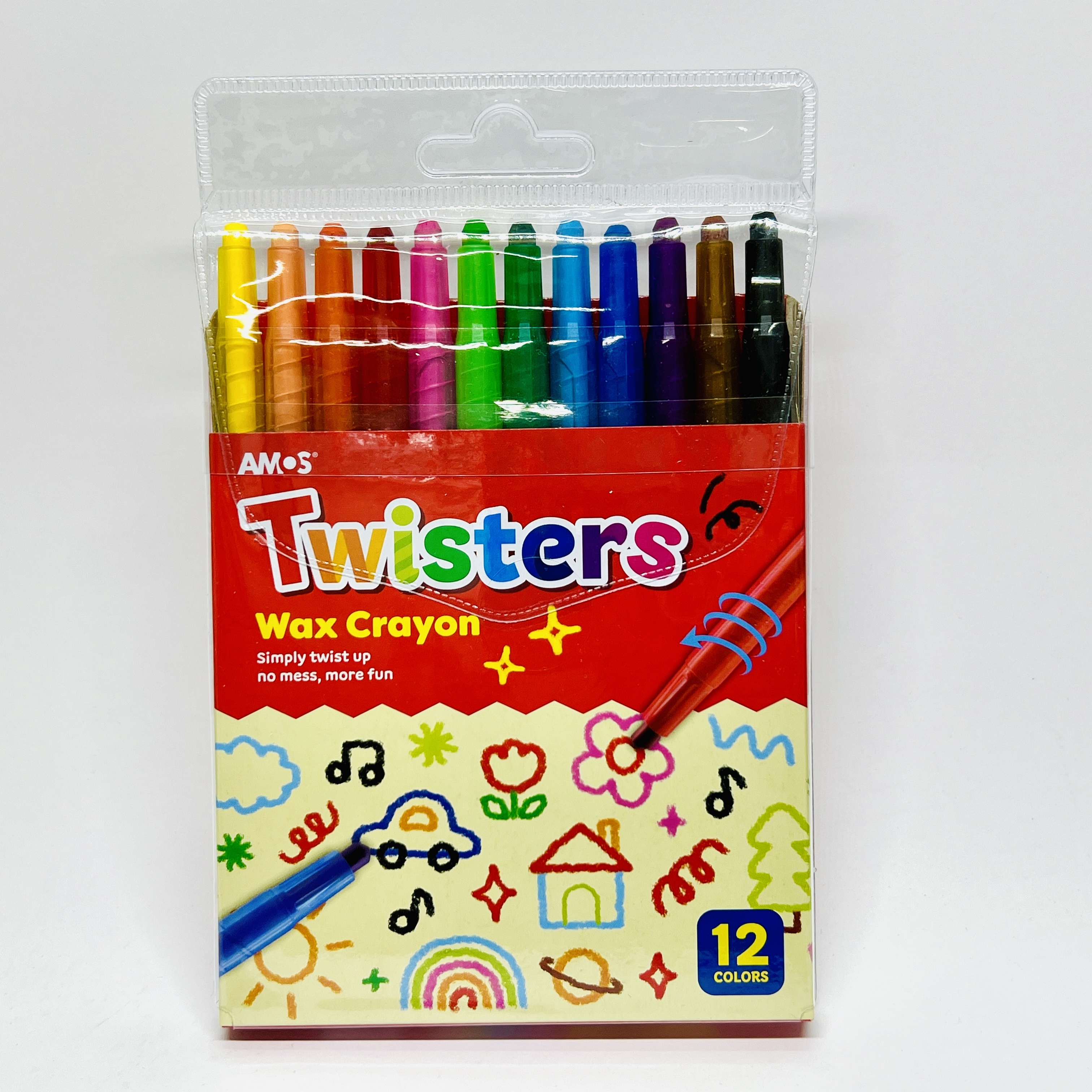 AMOS - 韓國 AMOS 鉛筆旋轉型蠟筆, 12色套裝 #RC12PST《香港行貨》- 1 套