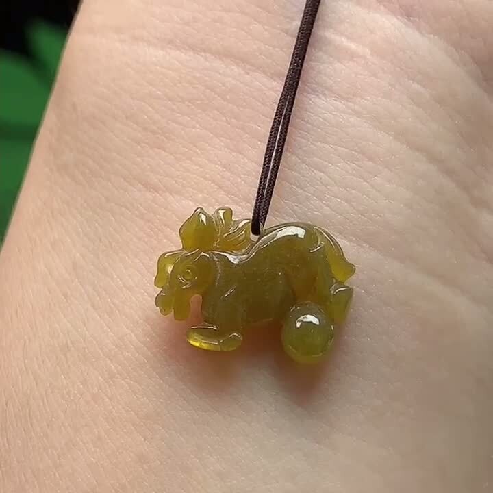 翡翠黃翡生肖馬,天然翡翠A玉, 緬甸玉, Jade, Jadeite