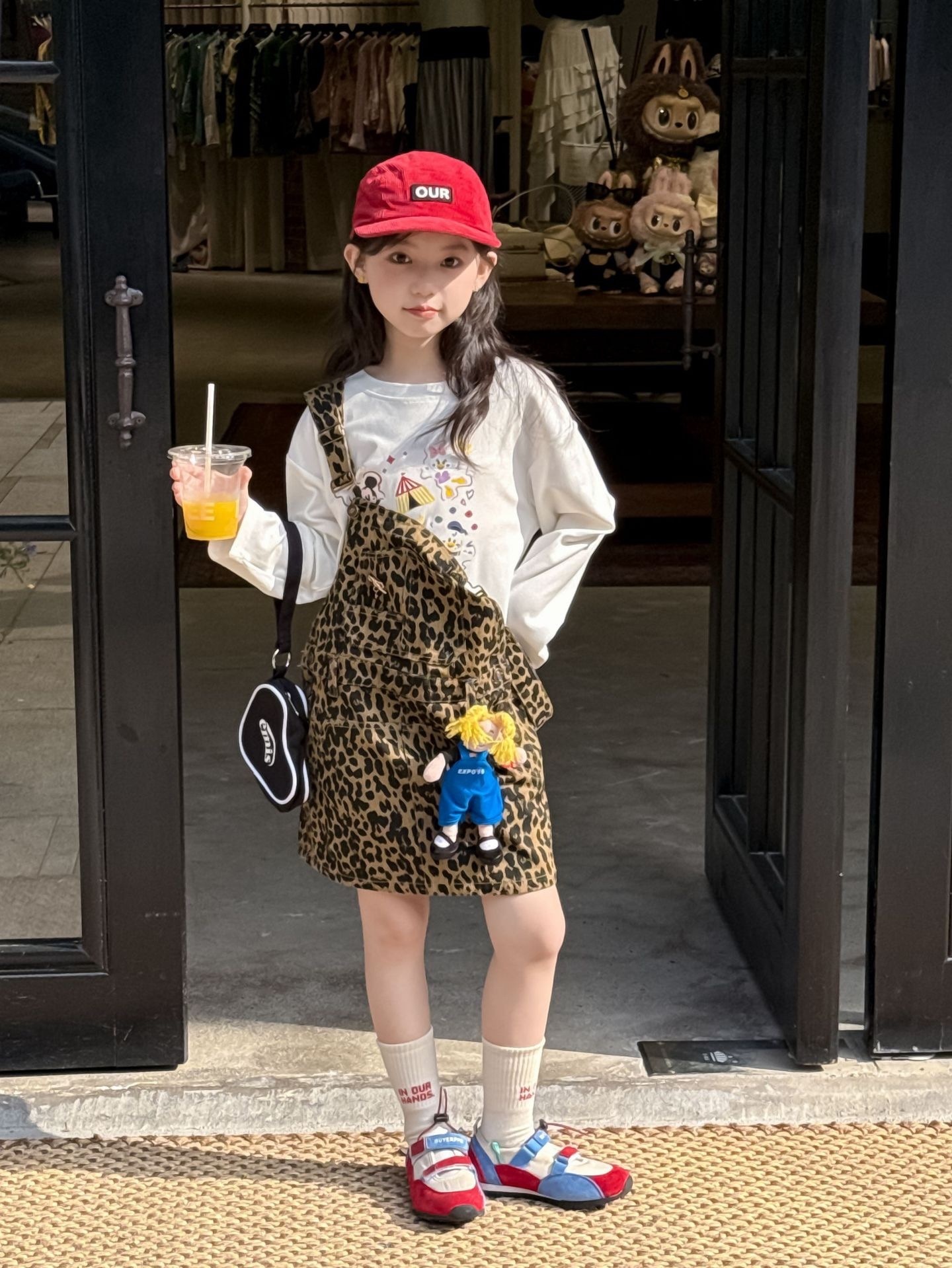 美式豹紋連身吊帶短裙