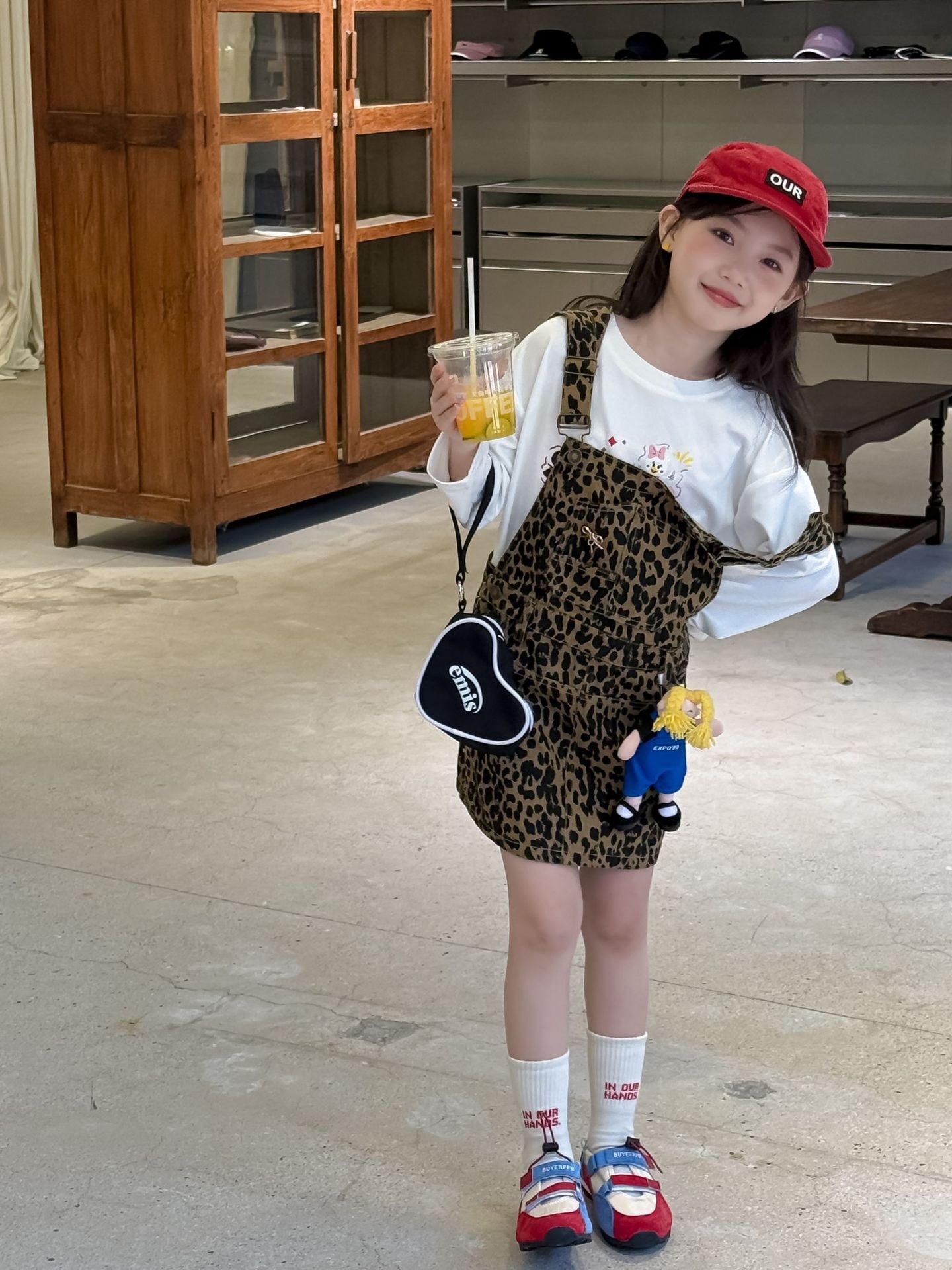 美式豹紋連身吊帶短裙